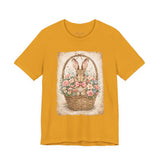 Easter Bunny Basket T-Shirt — Vintage Floral Rabbit Tee