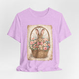 Easter Bunny Basket T-Shirt — Vintage Floral Rabbit Tee