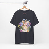 Floral Bunny Tee — Cute Rabbit Floral Graphic T‑Shirt
