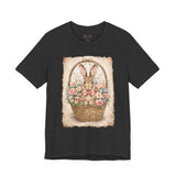 Easter Bunny Basket T-Shirt — Vintage Floral Rabbit Tee