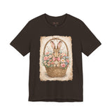 Easter Bunny Basket T-Shirt — Vintage Floral Rabbit Tee