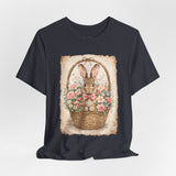 Easter Bunny Basket T-Shirt — Vintage Floral Rabbit Tee