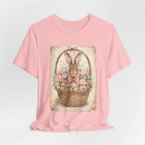 Easter Bunny Basket T-Shirt — Vintage Floral Rabbit Tee