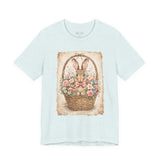 Easter Bunny Basket T-Shirt — Vintage Floral Rabbit Tee