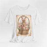 Easter Bunny Basket T-Shirt — Vintage Floral Rabbit Tee