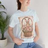 Easter Bunny Basket T-Shirt — Vintage Floral Rabbit Tee