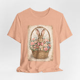 Easter Bunny Basket T-Shirt — Vintage Floral Rabbit Tee