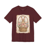 Easter Bunny Basket T-Shirt — Vintage Floral Rabbit Tee