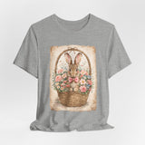 Easter Bunny Basket T-Shirt — Vintage Floral Rabbit Tee