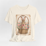 Easter Bunny Basket T-Shirt — Vintage Floral Rabbit Tee