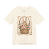 Easter Bunny Basket T-Shirt — Vintage Floral Rabbit Tee