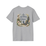 Gildan Shirt: Anchor Floral T-Shirt — Nautical Anchor with Vintage Flowers
