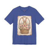 Easter Bunny Basket T-Shirt — Vintage Floral Rabbit Tee