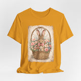 Easter Bunny Basket T-Shirt — Vintage Floral Rabbit Tee