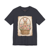 Easter Bunny Basket T-Shirt — Vintage Floral Rabbit Tee