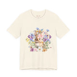Floral Bunny Tee — Cute Rabbit Floral Graphic T‑Shirt