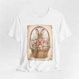 Easter Bunny Basket T-Shirt — Vintage Floral Rabbit Tee
