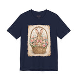 Easter Bunny Basket T-Shirt — Vintage Floral Rabbit Tee