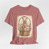 Easter Bunny Basket T-Shirt — Vintage Floral Rabbit Tee