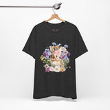 Floral Bunny Tee — Cute Rabbit Floral Graphic T‑Shirt