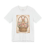 Easter Bunny Basket T-Shirt — Vintage Floral Rabbit Tee