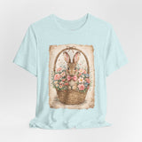 Easter Bunny Basket T-Shirt — Vintage Floral Rabbit Tee