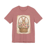 Easter Bunny Basket T-Shirt — Vintage Floral Rabbit Tee
