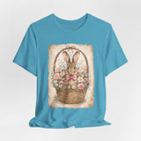 Easter Bunny Basket T-Shirt — Vintage Floral Rabbit Tee