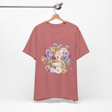 Floral Bunny Tee — Cute Rabbit Floral Graphic T‑Shirt