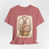 Easter Bunny Basket T-Shirt — Vintage Floral Rabbit Tee