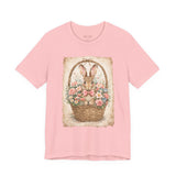 Easter Bunny Basket T-Shirt — Vintage Floral Rabbit Tee