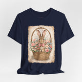 Easter Bunny Basket T-Shirt — Vintage Floral Rabbit Tee