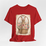 Easter Bunny Basket T-Shirt — Vintage Floral Rabbit Tee