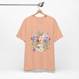 Floral Bunny Tee — Cute Rabbit Floral Graphic T‑Shirt
