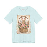 Easter Bunny Basket T-Shirt — Vintage Floral Rabbit Tee