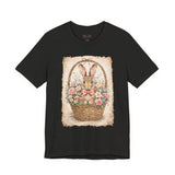 Easter Bunny Basket T-Shirt — Vintage Floral Rabbit Tee