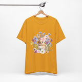 Floral Bunny Tee — Cute Rabbit Floral Graphic T‑Shirt