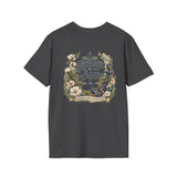 Gildan Shirt: Anchor Floral T-Shirt — Nautical Anchor with Vintage Flowers
