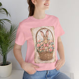Easter Bunny Basket T-Shirt — Vintage Floral Rabbit Tee