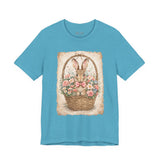 Easter Bunny Basket T-Shirt — Vintage Floral Rabbit Tee