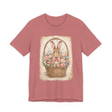 Easter Bunny Basket T-Shirt — Vintage Floral Rabbit Tee