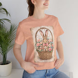 Easter Bunny Basket T-Shirt — Vintage Floral Rabbit Tee