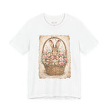 Easter Bunny Basket T-Shirt — Vintage Floral Rabbit Tee