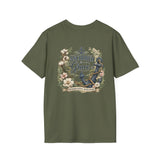 Gildan Shirt: Anchor Floral T-Shirt — Nautical Anchor with Vintage Flowers