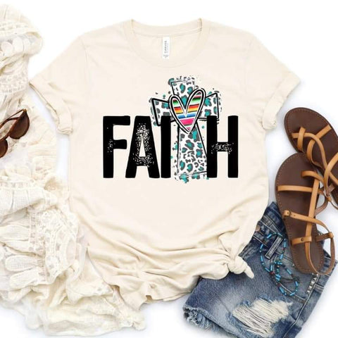 Faith leopard cross Screenprint