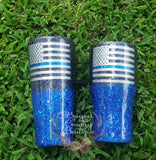 Blue Line Glitter tumbler