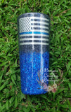 Blue Line Glitter tumbler