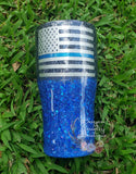 Blue Line Glitter tumbler