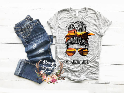 Sunset Towboat Wife Messy Bun